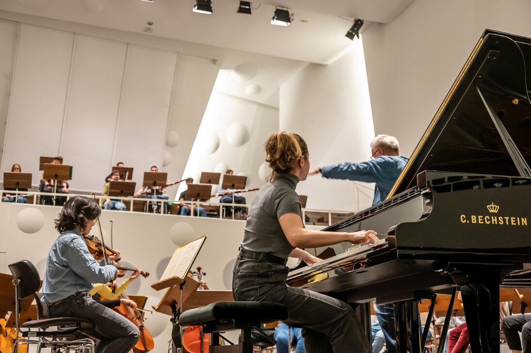 Probe für das Finalistenkonzert mit dem Sinfonieorchester der HfM Dresden